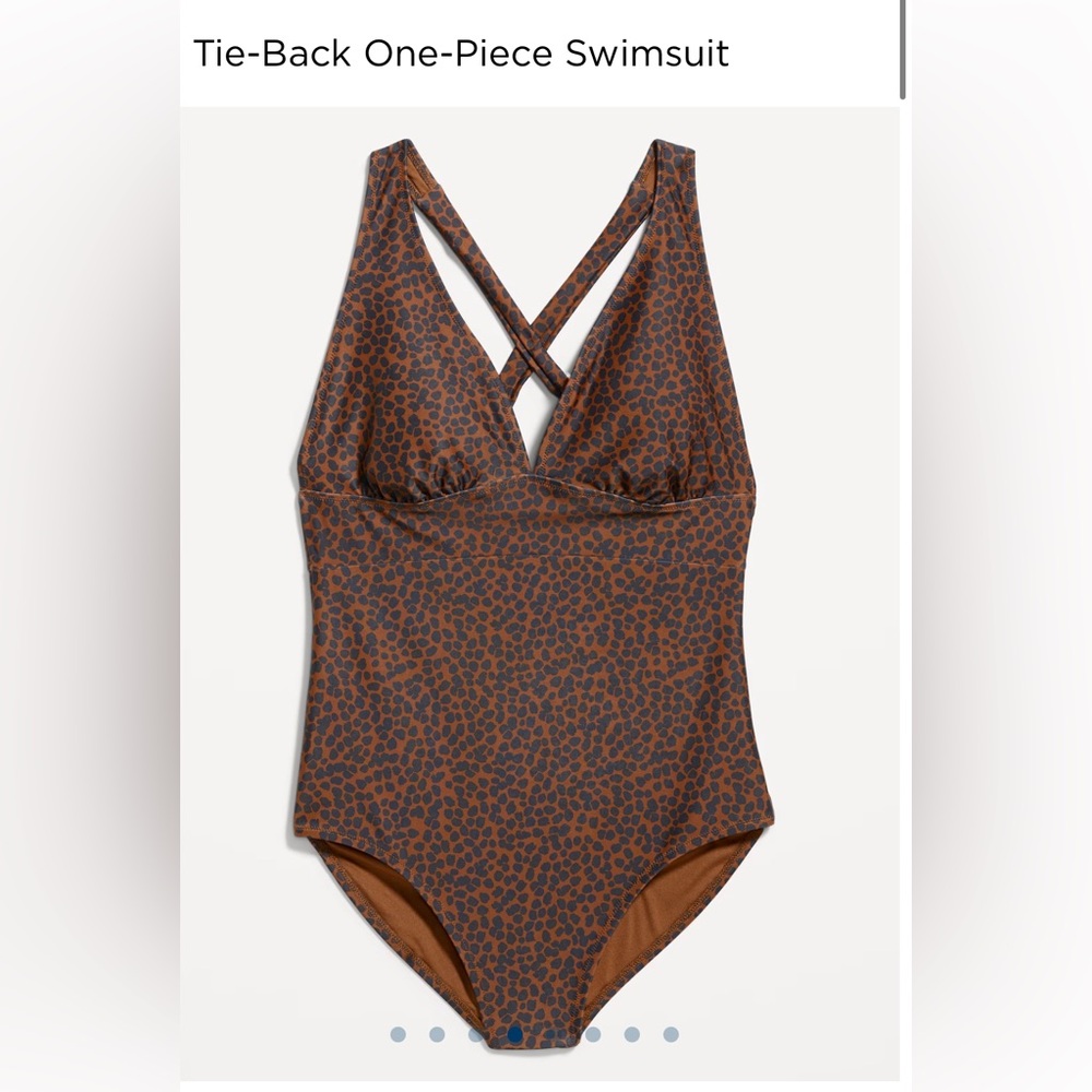 Old Navy Tie-Back One-Piece Swimsuit 2X in Brown Animal Print